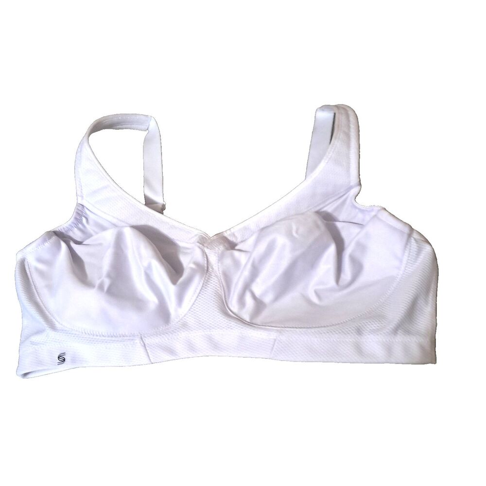 Glamorise Sport Bra 42C White Wireless Full Figure Support Hook and Eye